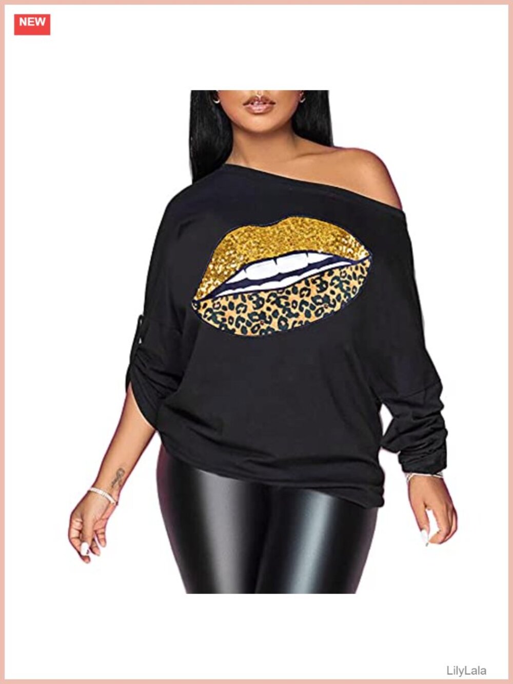 Metallic Off Shoulder Long Sleeve Blouse